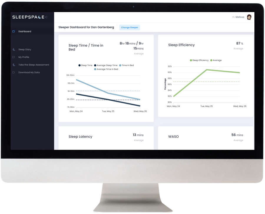 SleepSpace personal sleep diary dashboard