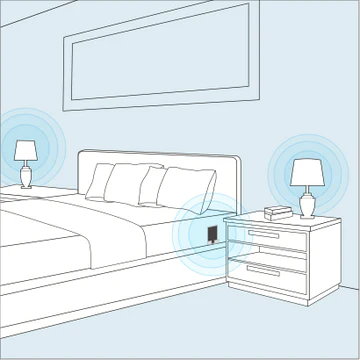 Imagery of the SleepSpace Smart Bed creating the smart bedroom by communicating with your phone, mattress, and lights.