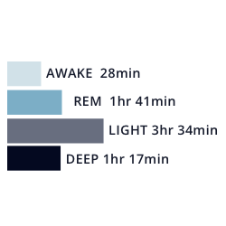 Demonstration of sleep staging data form SleepSpace including wake, REM, light, and deep.