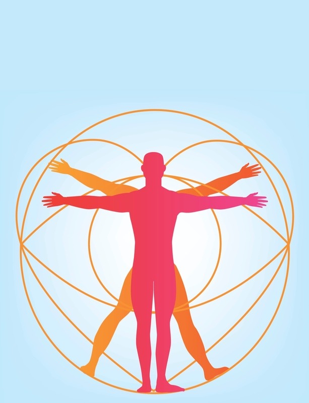 Body scan meditation icon of a Vitruvian man which is a proven relaxation where you focus on your body parts.