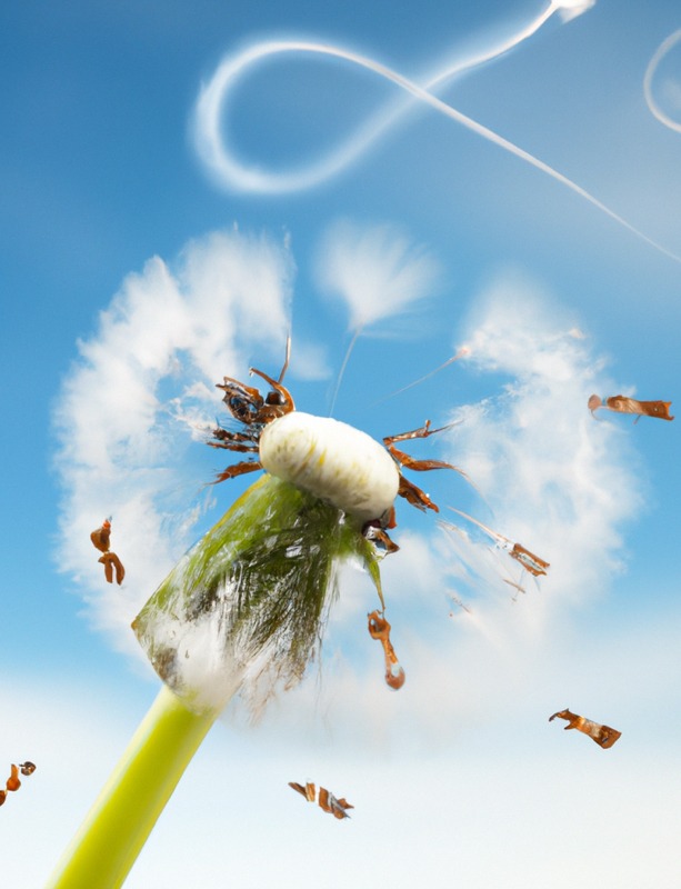 A dandelion spreading its seeds in the wind as an icon for the SleepSpace box breathing relaxation exercise.