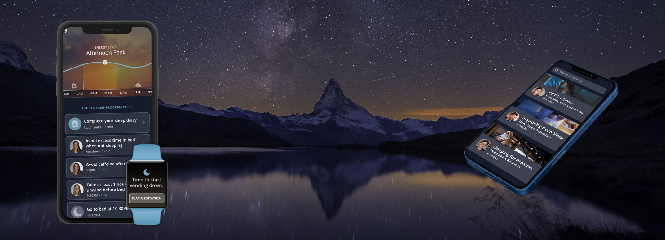 SleepSpace App with solar system of space including android and iphone app and wearable integration showing circadian rhythm estimates