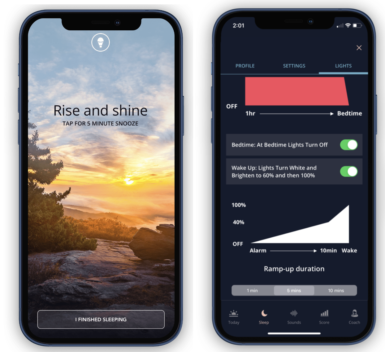 SleepSpace Smart Wake Up Alarm Clock Screenshots and The Ability to Adjust the duration of the wake up window