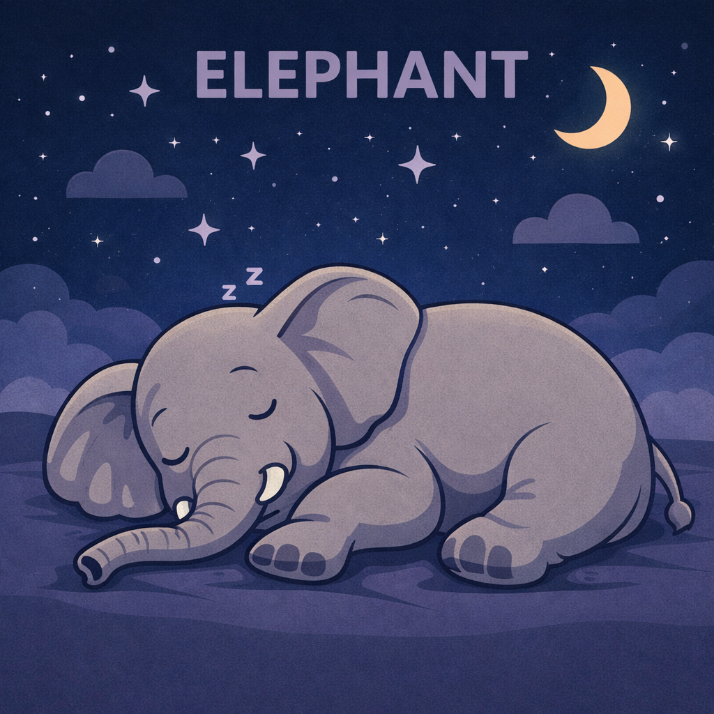 Elephant sleep animal illustration representing efficient short sleep