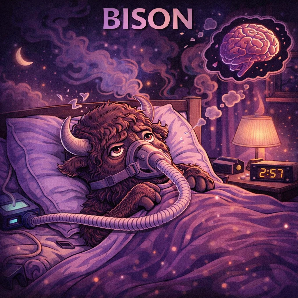 Bison sleep animal illustration