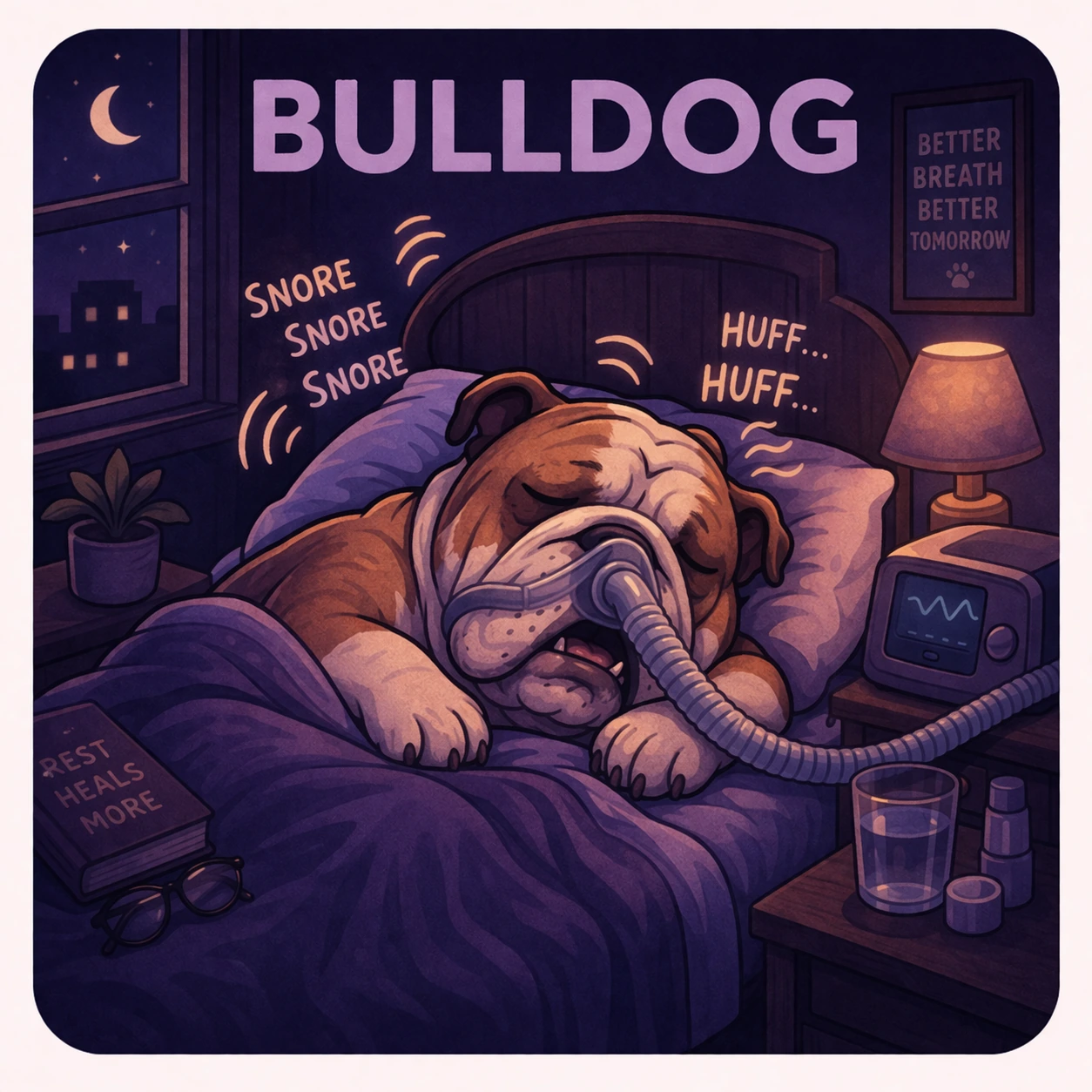 Bulldog sleep animal illustration