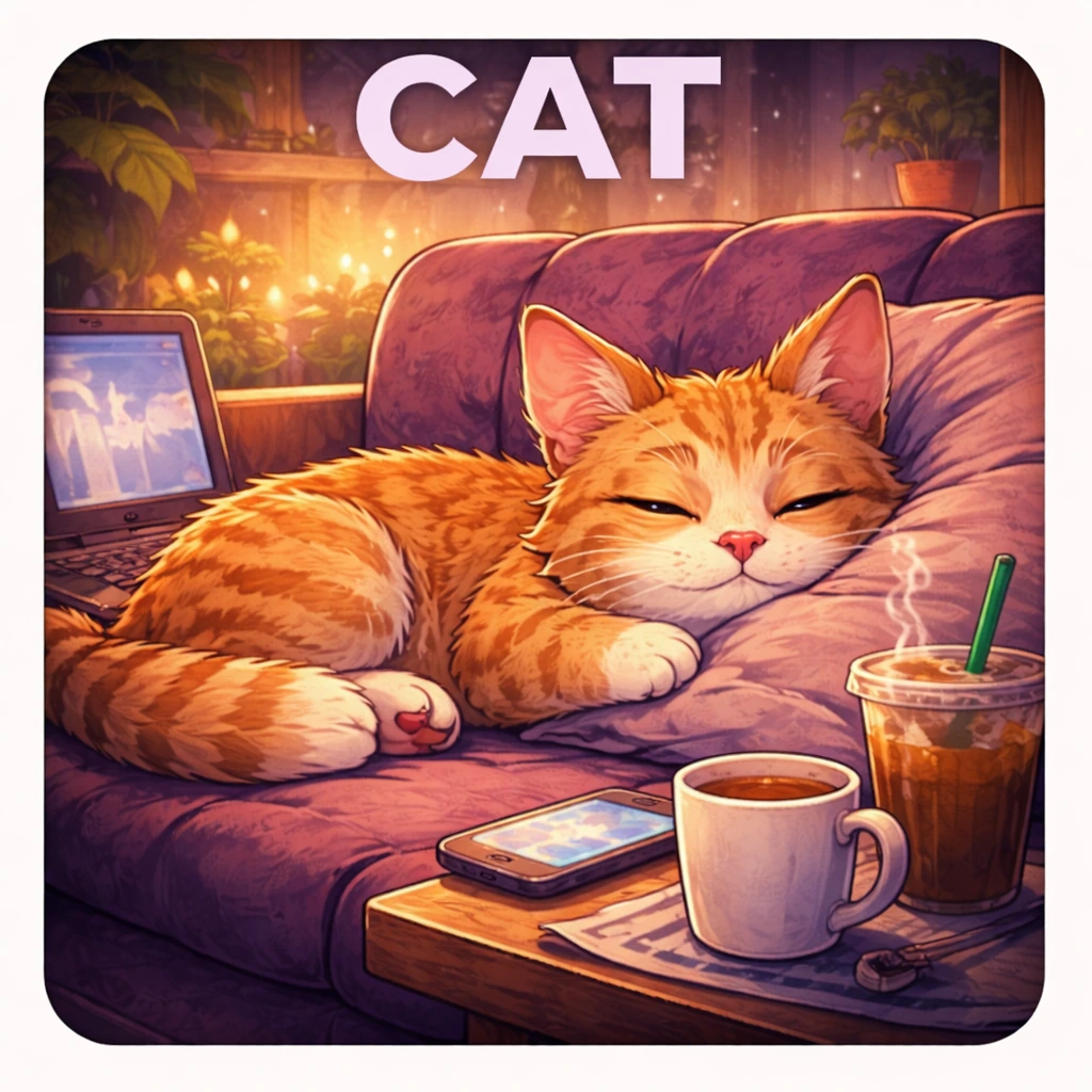 Cat sleep animal illustration