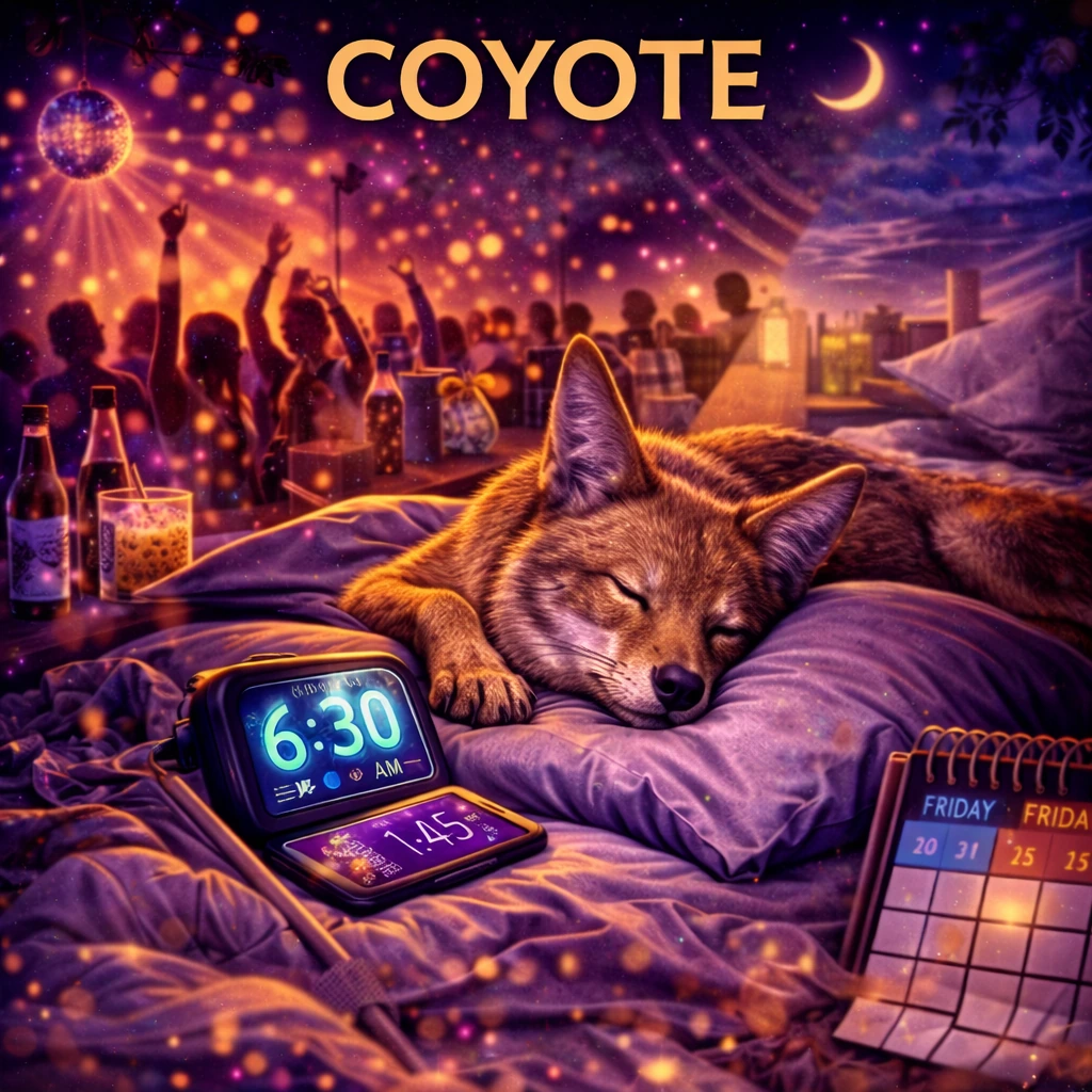 Coyote sleep animal illustration