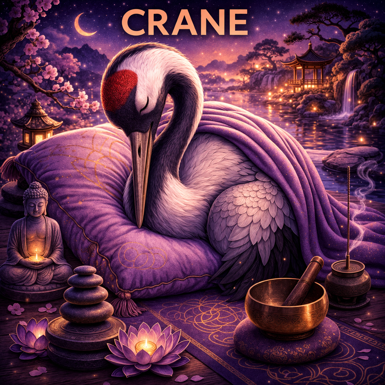Crane sleep animal illustration