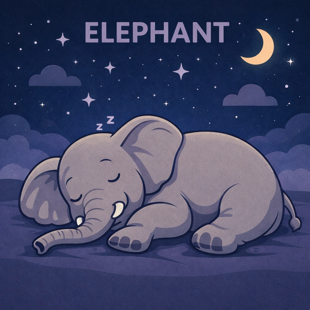 Elephant sleep animal illustration