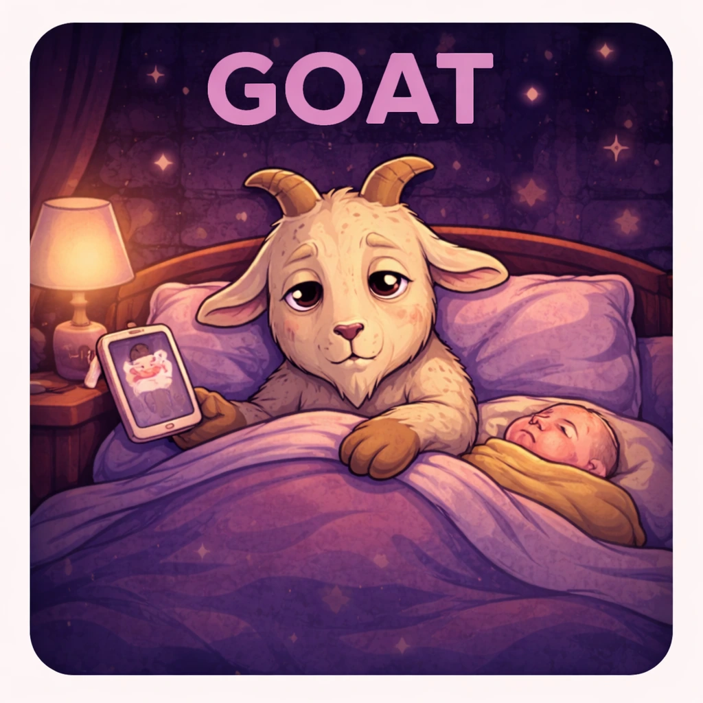 Goat sleep animal illustration