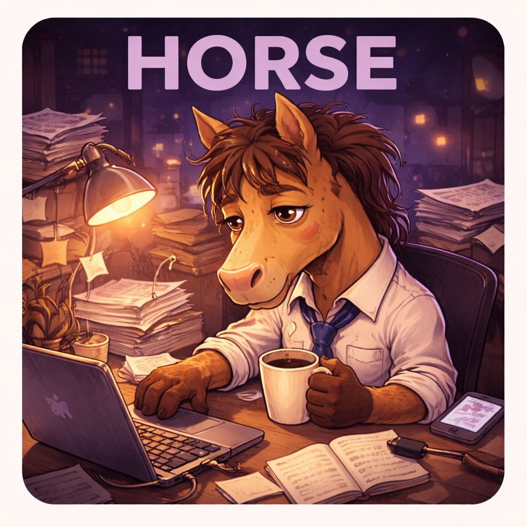 Horse sleep animal illustration