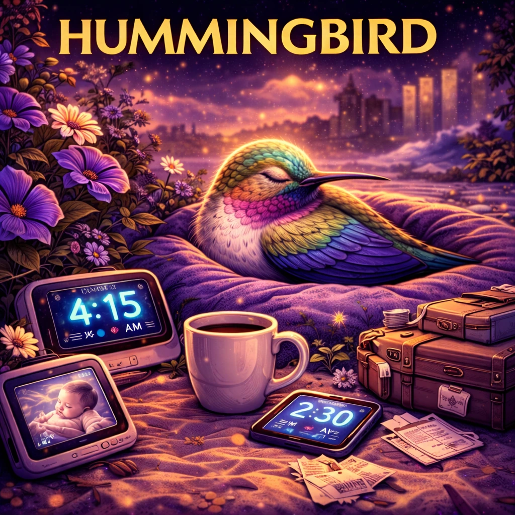 Hummingbird sleep animal illustration
