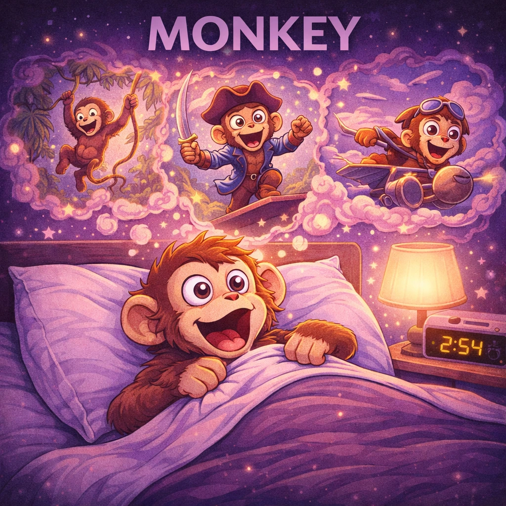 Monkey sleep animal illustration
