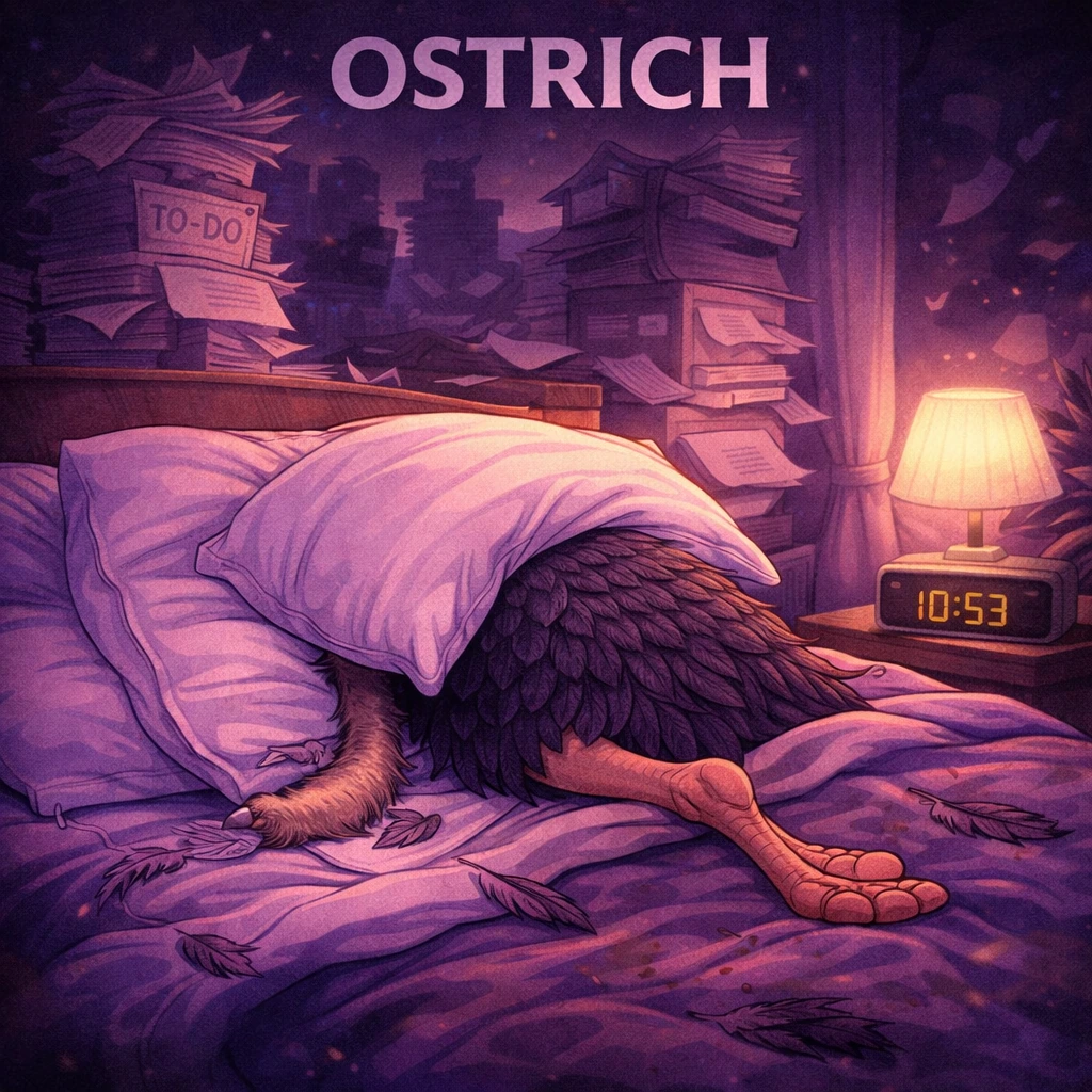 Ostrich sleep animal illustration