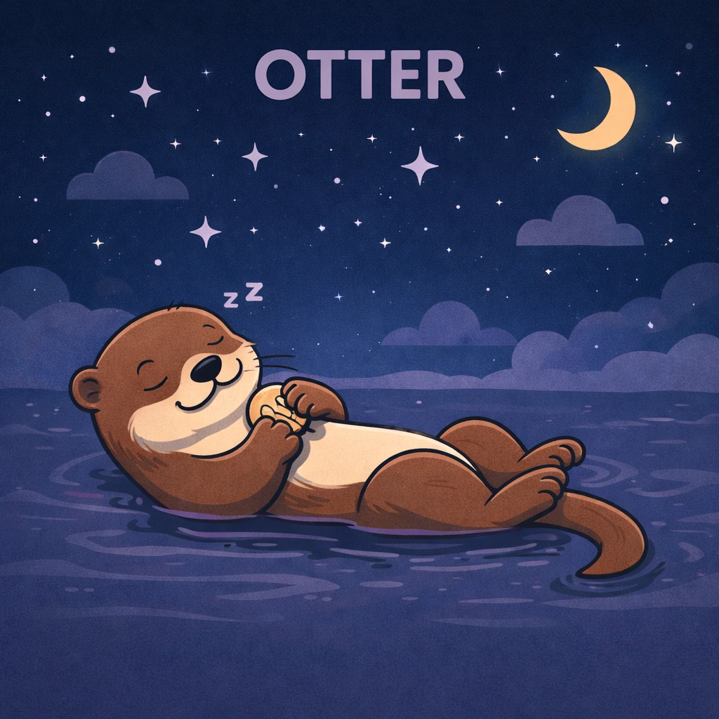 Otter sleep animal illustration