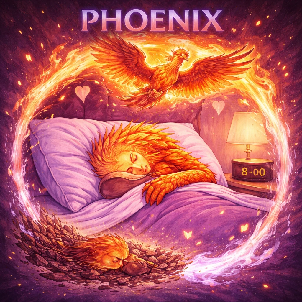 Phoenix sleep animal illustration