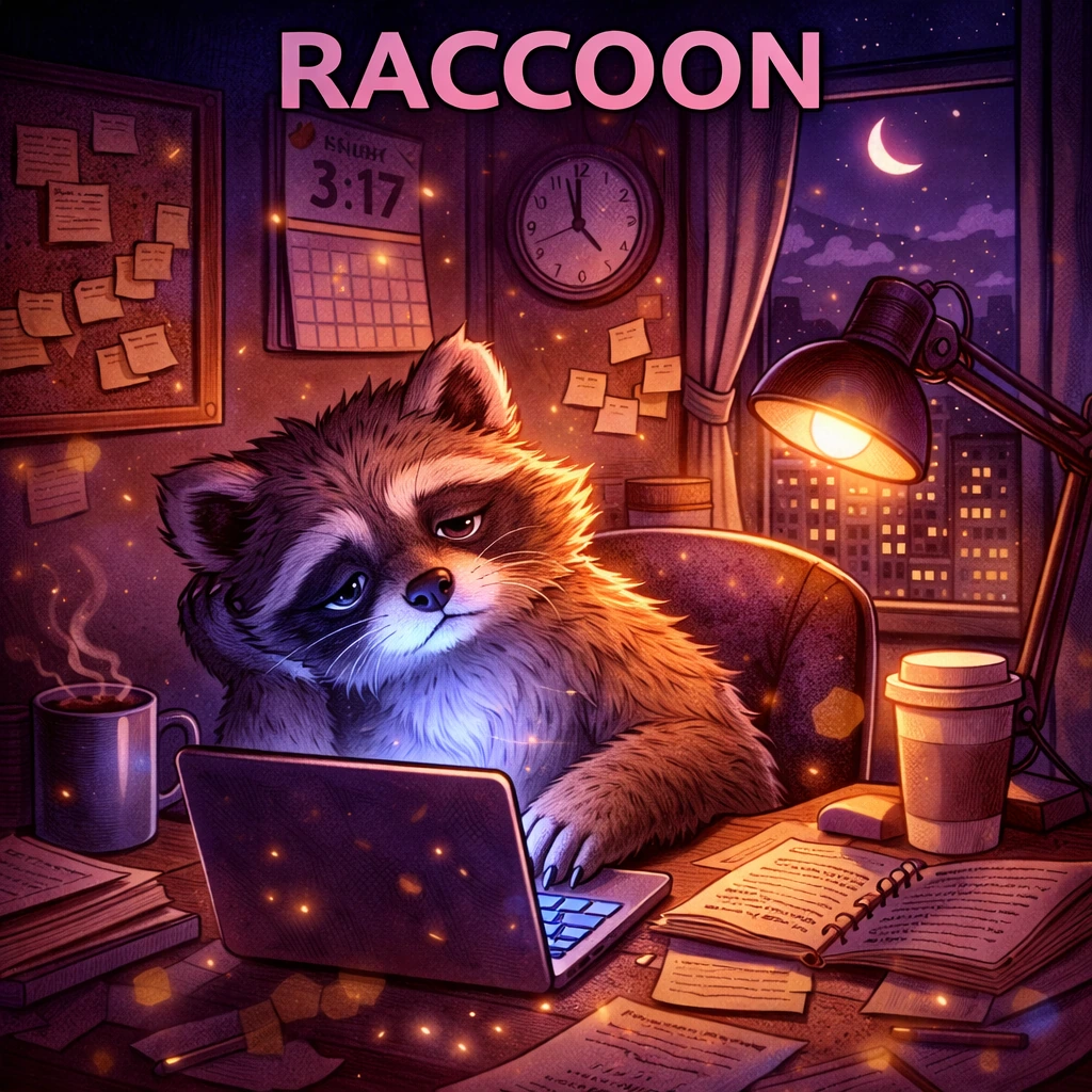 Raccoon sleep animal illustration