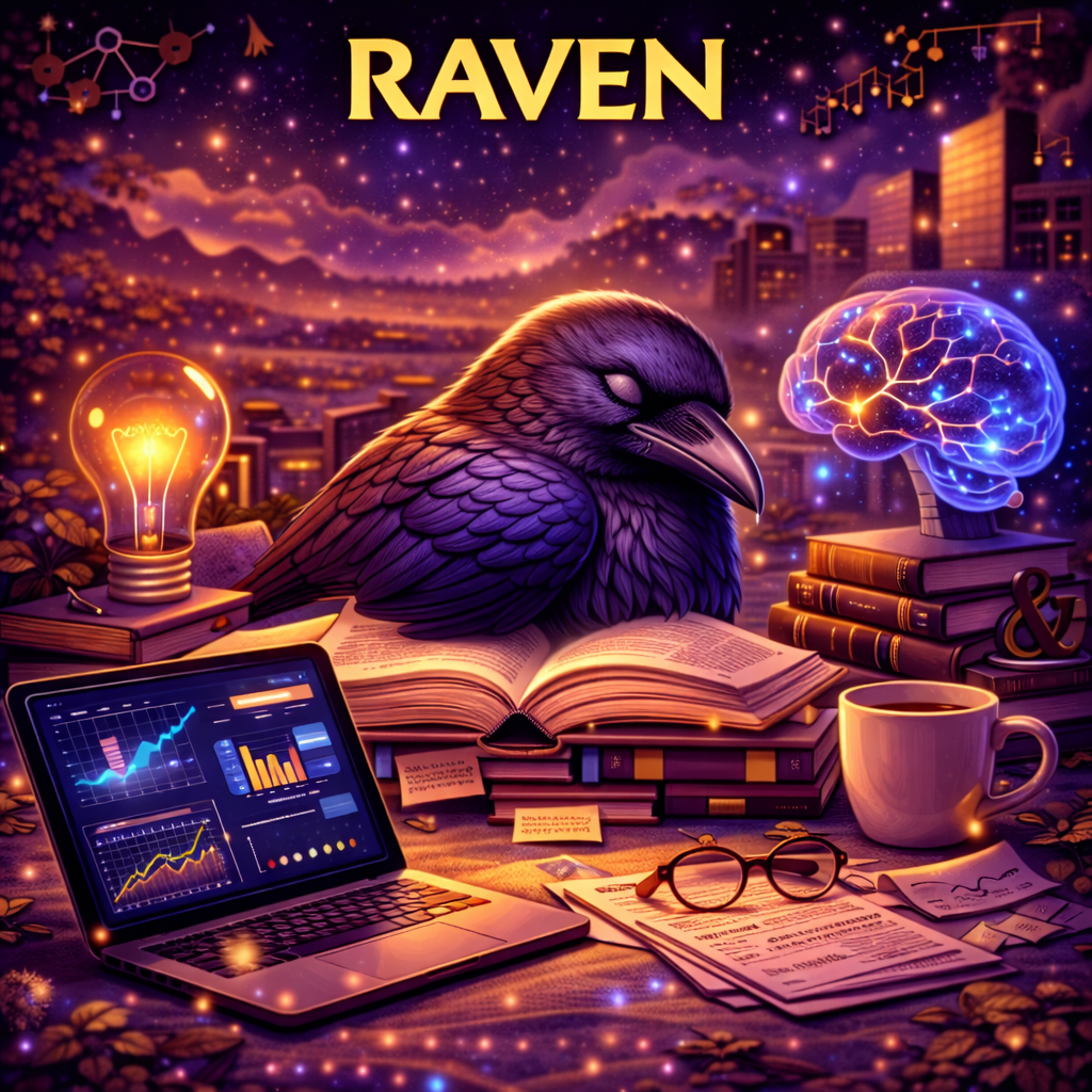 Raven sleep animal illustration