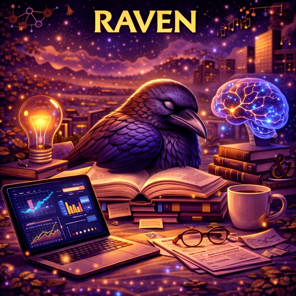 Raven sleep animal illustration