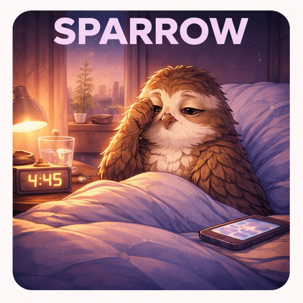 Sparrow sleep animal illustration