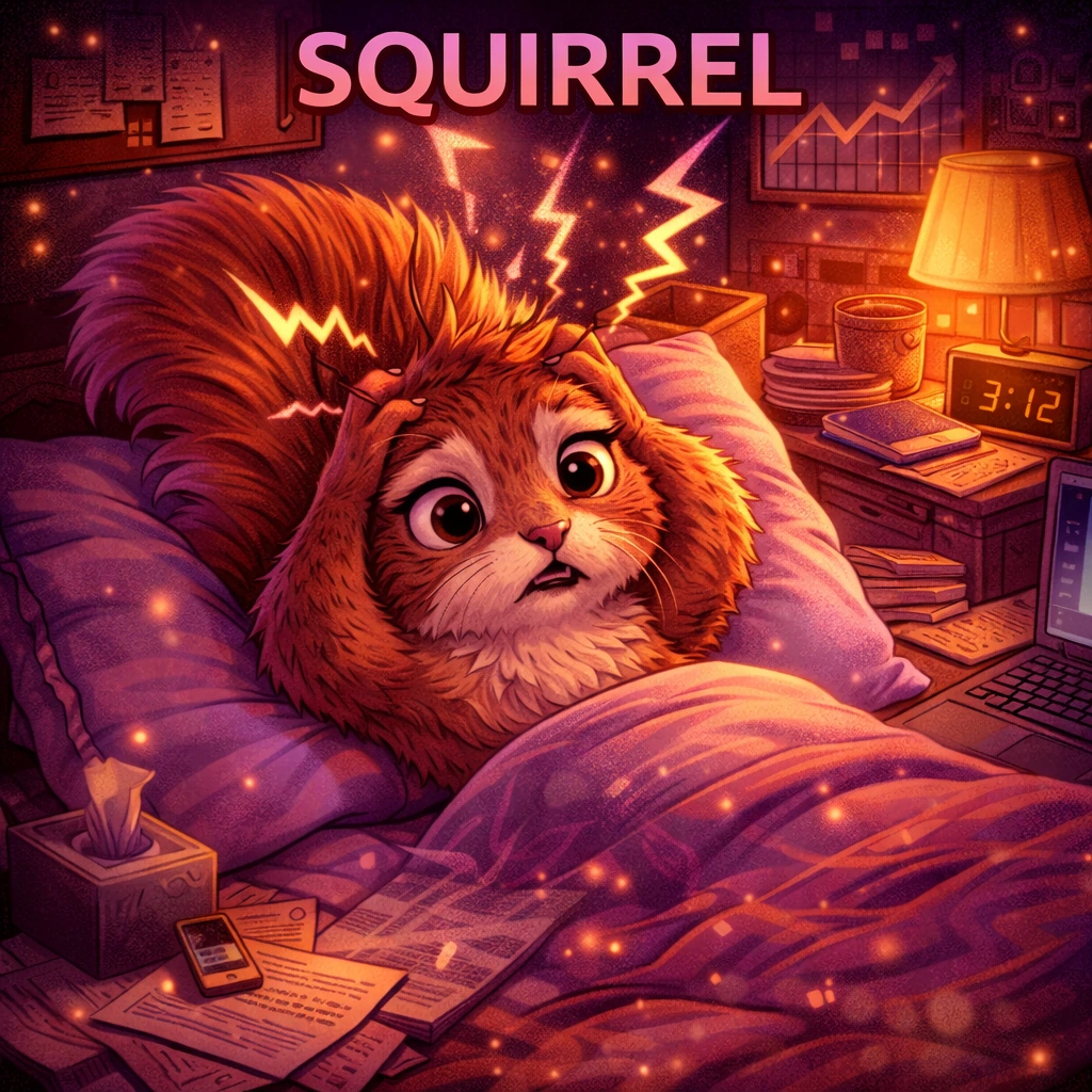 Squirrel sleep animal illustration