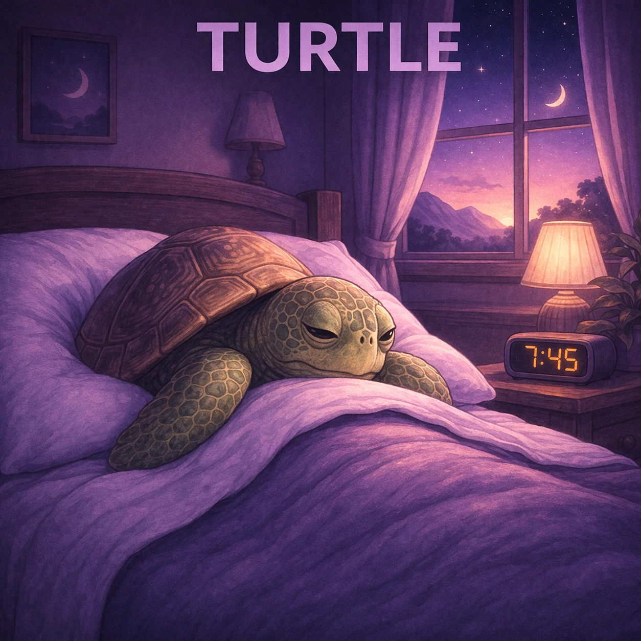 Turtle sleep animal illustration
