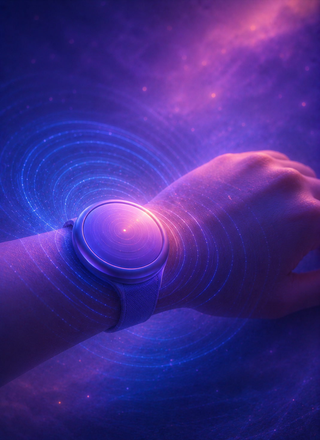SleepSpace Apple Watch vibration visual showing wrist-based haptic cues for relaxation and wake-up support